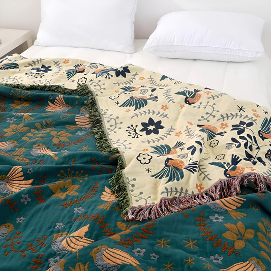 Forest Serenity Reversible Quilt Pure Cotton for Natural Comfort