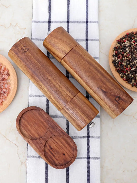 Gourmet Wooden Grinders with Storage Stand