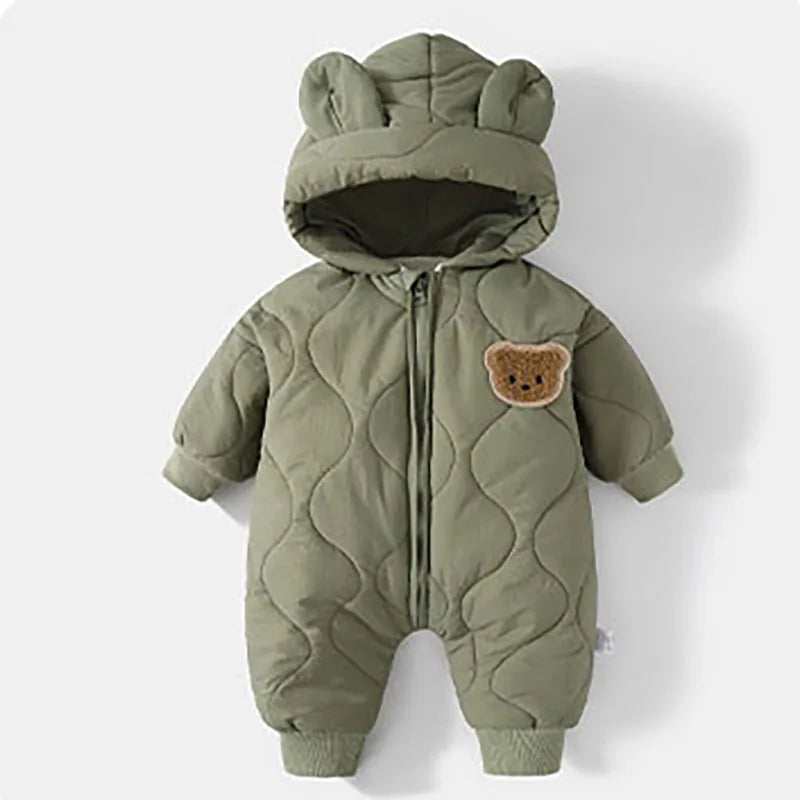 Frosty Friend Bear Romper Cute Cartoon Design for Warm Winter Snuggles