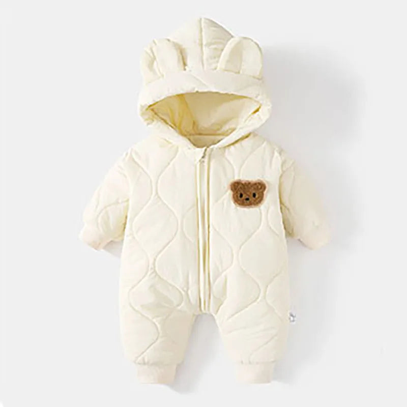 Frosty Friend Bear Romper Cute Cartoon Design for Warm Winter Snuggles
